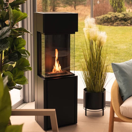 Planika Arcticon Black Three sided Freestanding Automatic Bio Fireplace