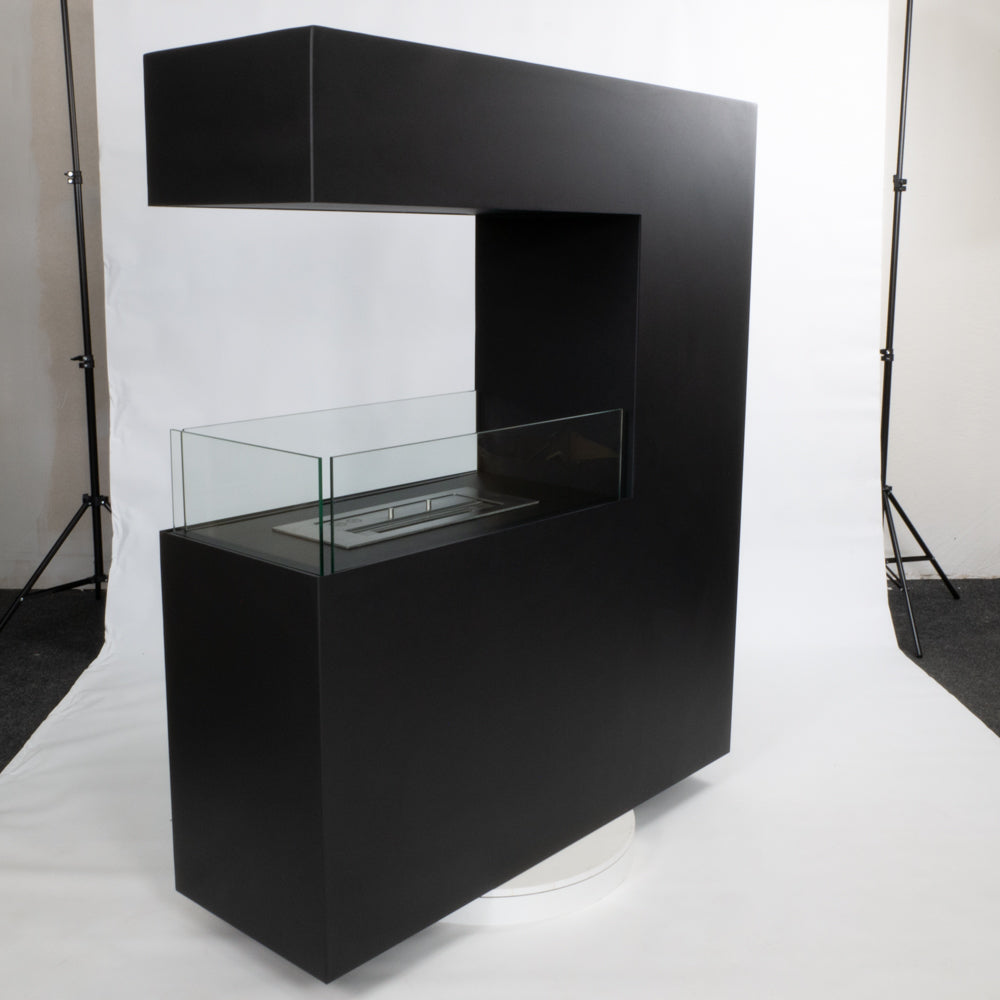 Tall Freestanding Black Room Divider Bio Fireplace