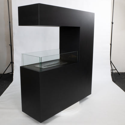 Tall Freestanding Black Room Divider Bio Fireplace