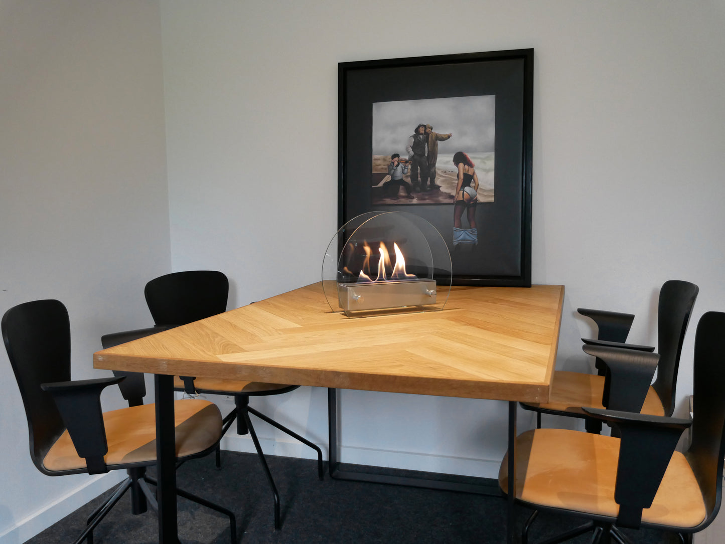 Circular Table Bio Fireplace - Steel