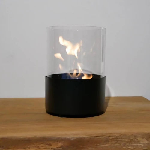 Round Table Bio Fireplace - Black Freestanding