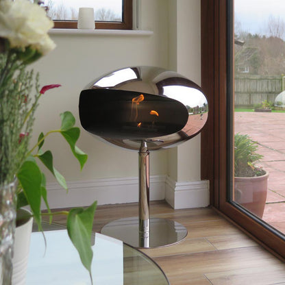 Cocoon Pedestal Polished Steel - Steel Pedestal Freestanding Fireplace