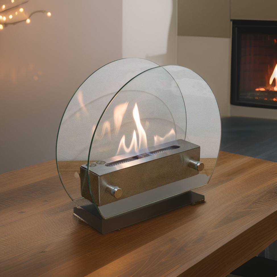 Circular Table Bio Fireplace - Steel