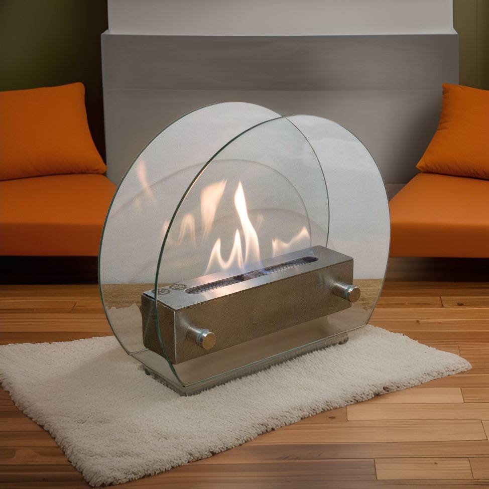 Circular Table Bio Fireplace - Steel