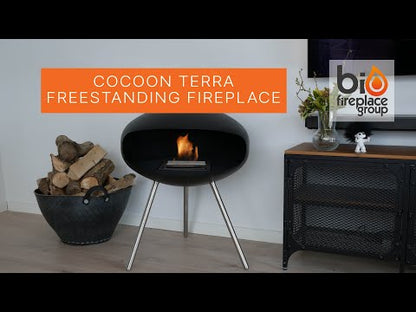 Cocoon Terra - Matte Black with Steel Legs Freestanding Fireplace