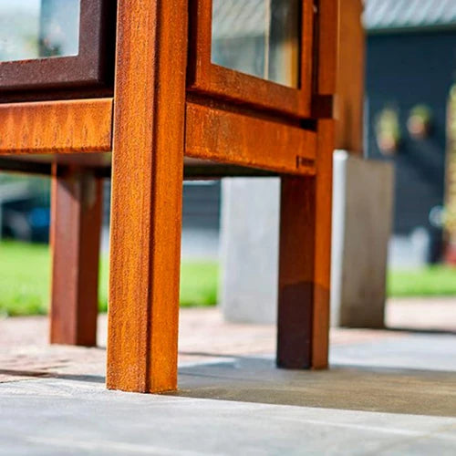 Quaruba L Corten Steel Wood Burning Outdoor Garden Fireplace