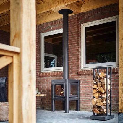 Quaruba L Corten Steel Wood Burning Outdoor Garden Fireplace