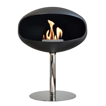 Cocoon Pedestal Matte Black with Steel Pedestal Freestanding Fireplace