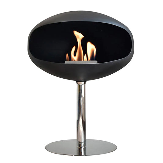 Cocoon Pedestal Matte Black with Steel Pedestal Freestanding Fireplace