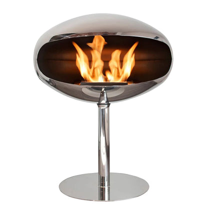 Cocoon Pedestal Polished Steel - Steel Pedestal Freestanding Fireplace